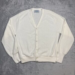 Vintage Arnold Palmer Signature Collection Cardigan Sweater Mens Large Ivory USA